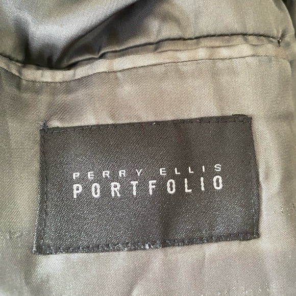 Perry Ellis Portfolio Coat 44R Gray Lambswool Angora - Picture 6 of 7